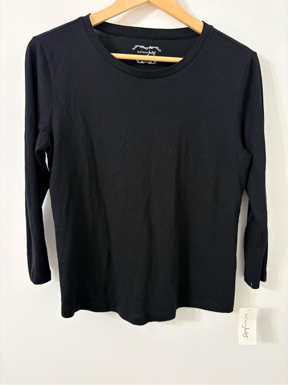 Maison Jules Black Long-Sleeve Crewneck Top. NWT. Size small.